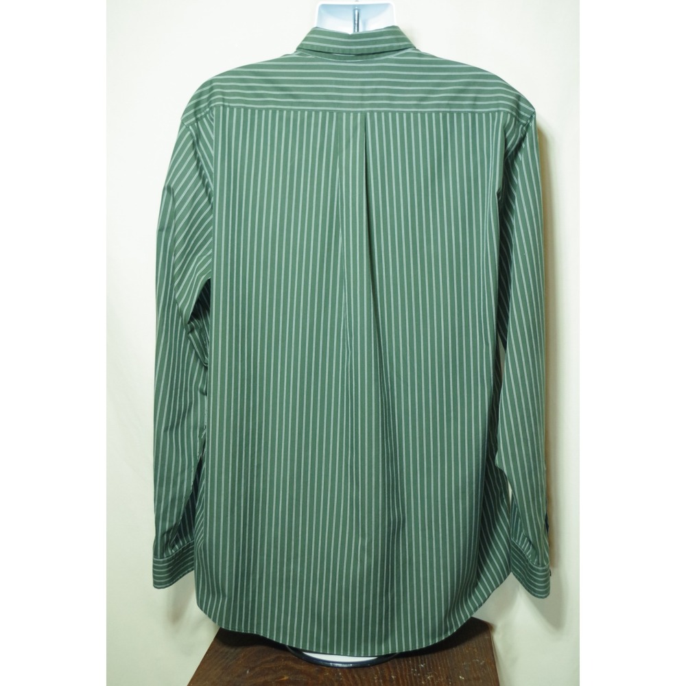 Eddie Bauer Men XL Tall Green Striped Button Shirt Wrinkle Resistant Cotton - Picture 2 of 4